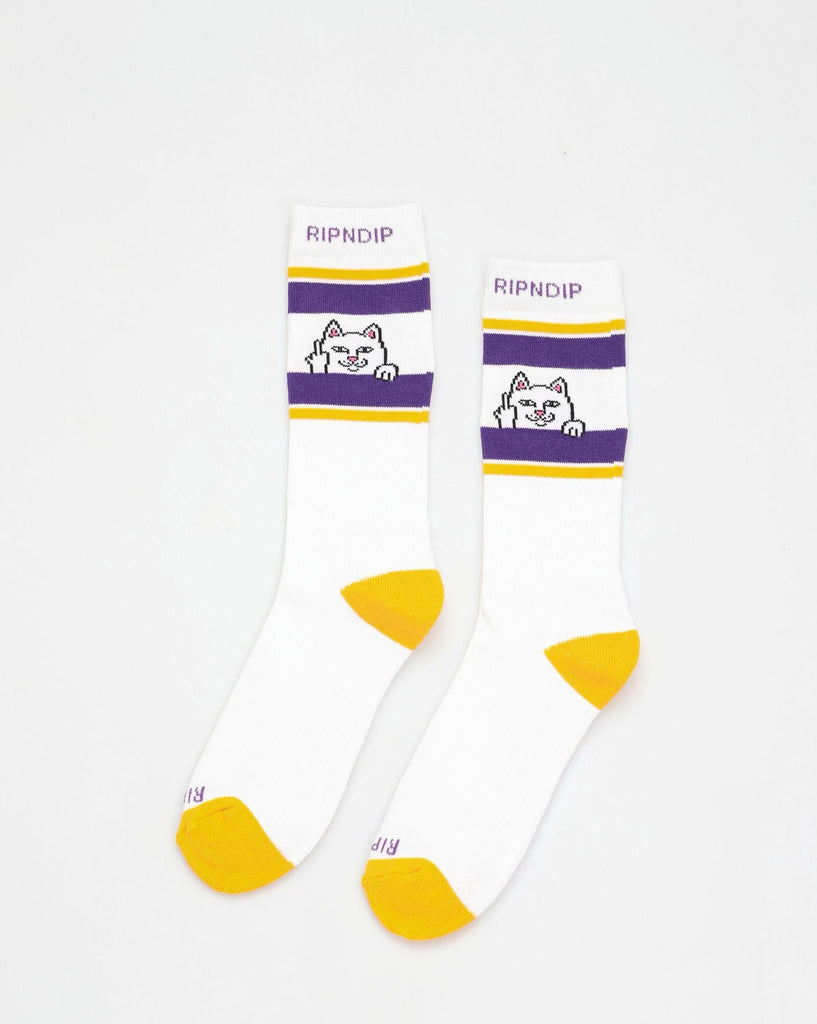 RIPNDIP Peeking Nermal Socks (Purple & Gold)