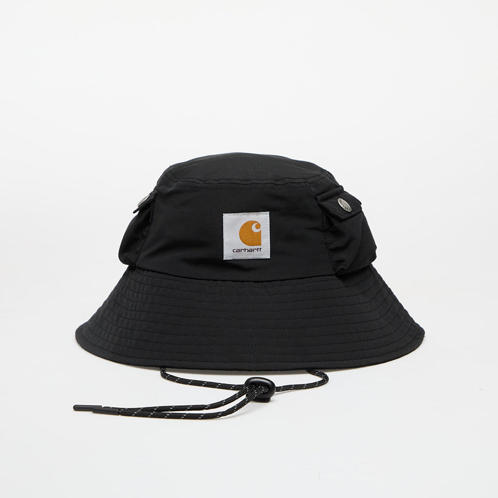 Bob Carhartt WIP Irwin Black – polyester léger, poches latérales à bouton-pression, cordon amovible et logo Square Label – dispo à Mons.