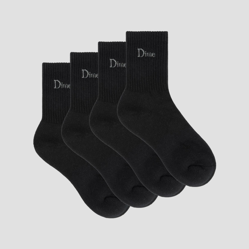 Bas Long Classic 2 Pack Noir Dime MTL – lot de 2 bas noirs skate et streetwear, disponibles chez Yagö Skateshop Mons.