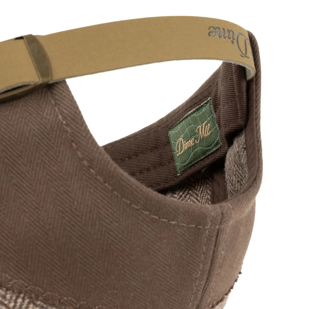 Casquette Dime MTL Heritage Low Pro – mélange laine/polyester, motif chevron, lanière cuir logo embossé, style skate Mons. Vue sur l'arrière interieur
