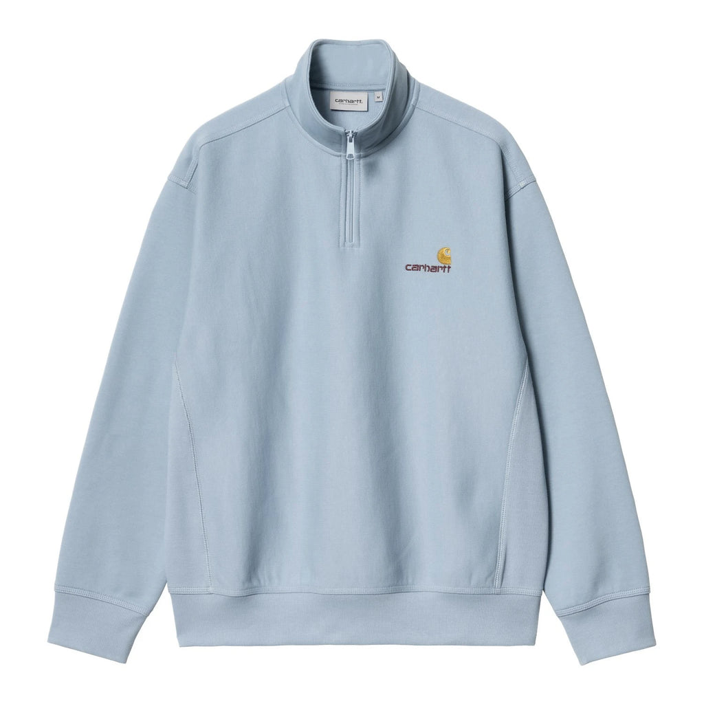 Carhartt WIP Half Zip American Script Sweatshirt (Frosted Blue)