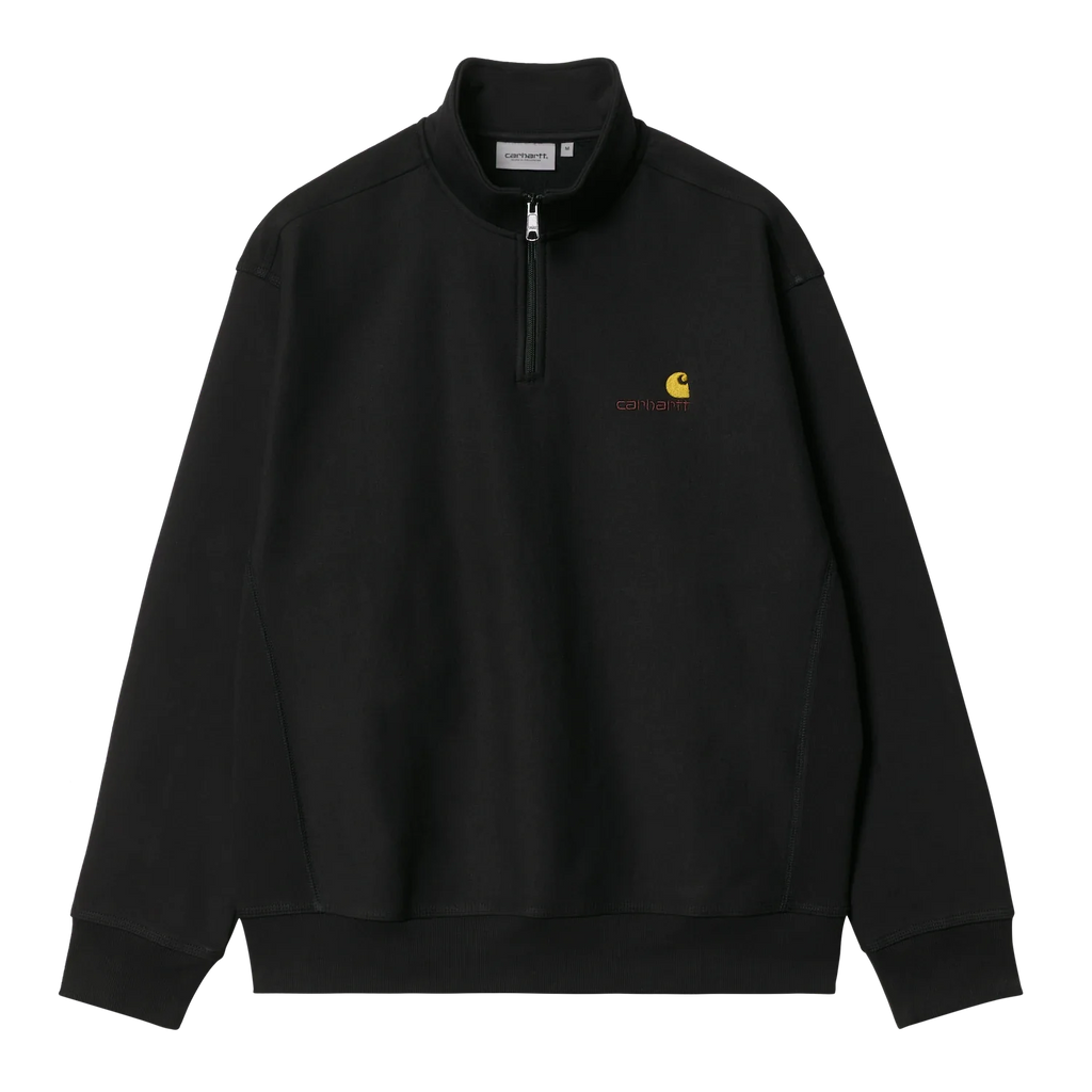 Carhartt WIP Half Zip American Script Sweatshirt (Black)