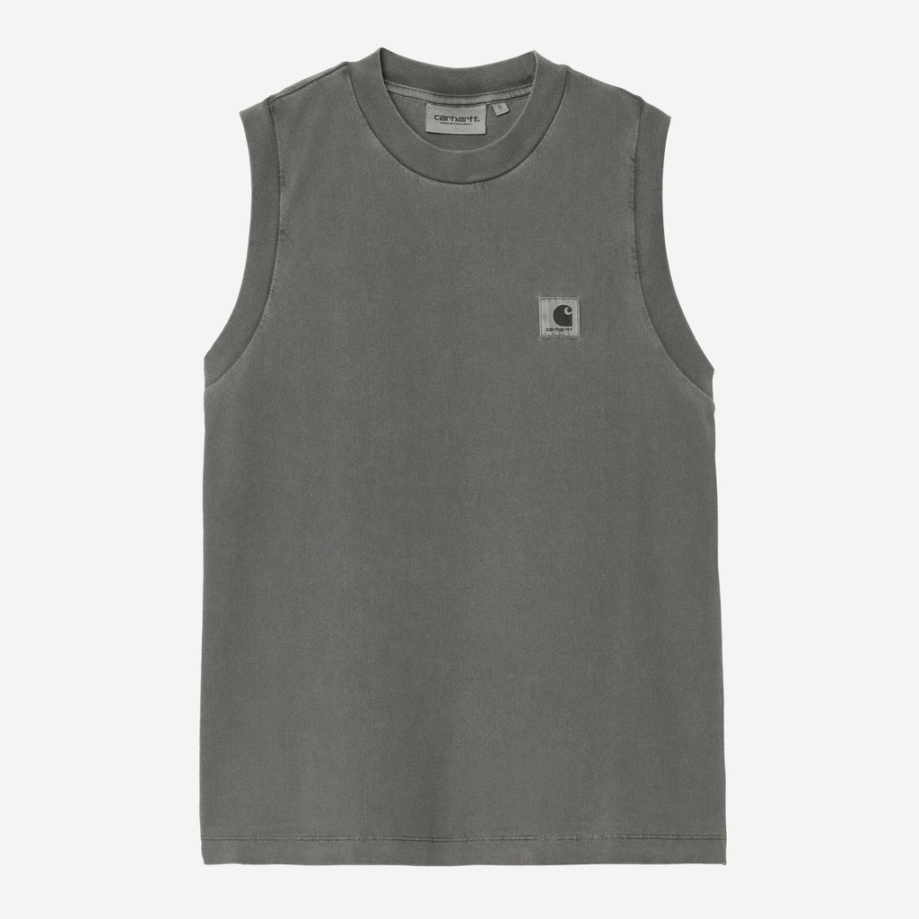 Débardeur Nelson pour femme en coton biologique, loose fit, teint en pièce, style streetwear et casual chic, disponible à Saint-Ghislain près de Mons.