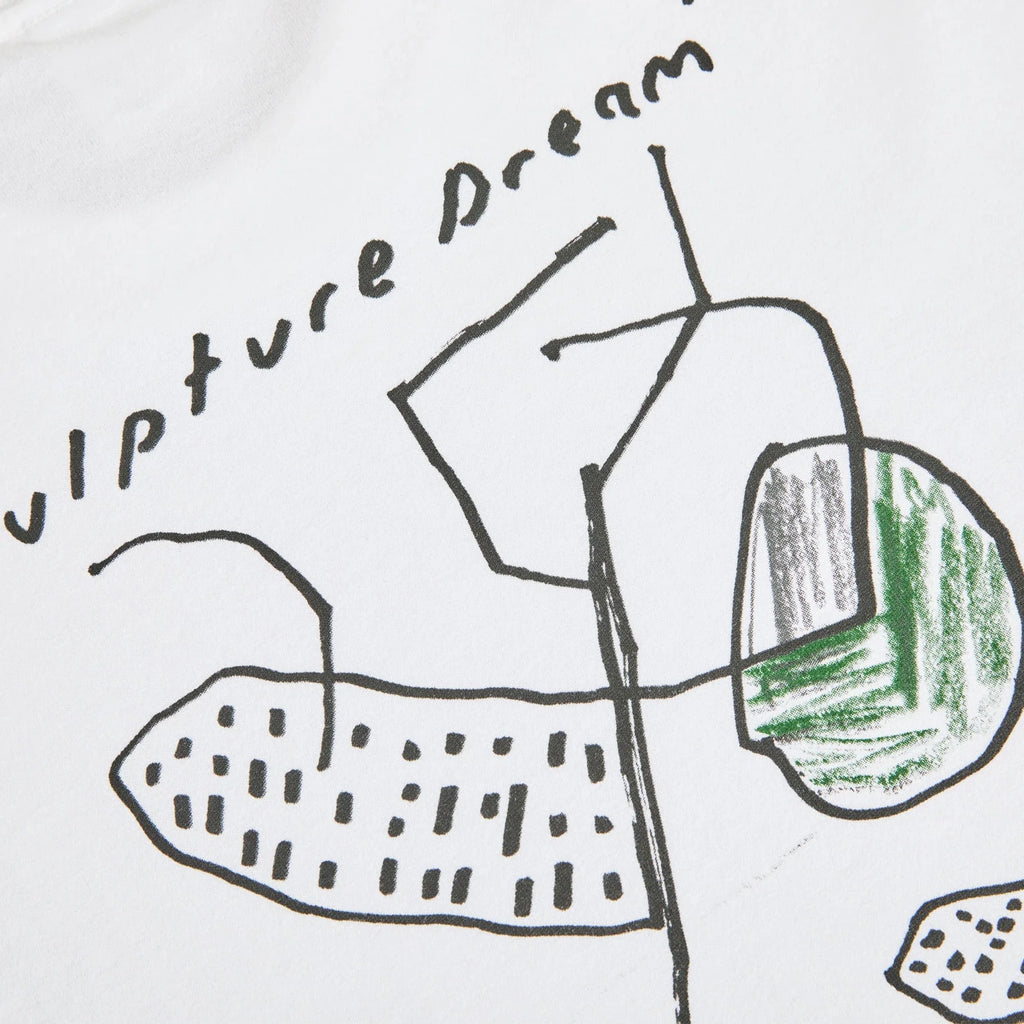 T-shirt Polar Skate Co. Sculpture Dream White en coton 240 g/m² avec artwork Pontus Alv, sérigraphie et coupe regular fit – disponible à Mons. Zoom sur l'impression dans le dos