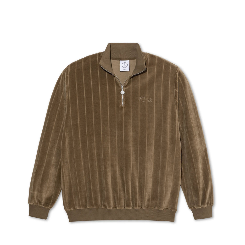 Polar Skate Co. Zip Neck Sweatshirt (Stripe Velour/Beech)