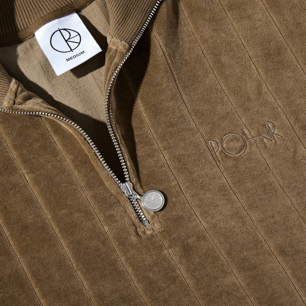 Polar Skate Co. Zip Neck Sweatshirt (Stripe Velour/Beech)