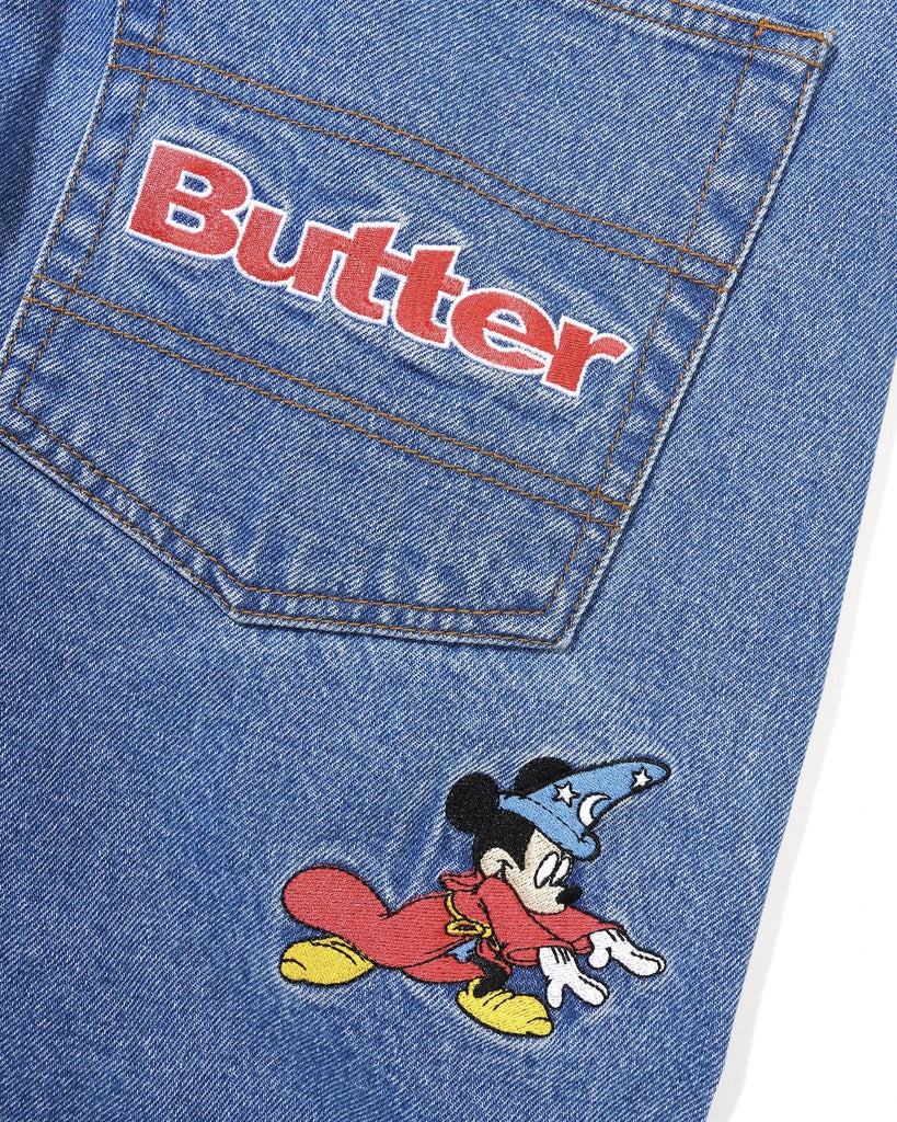 Butter Goods x Disney Fantasia Sorcerer Baggy Denim Shorts (Washed Indigo)