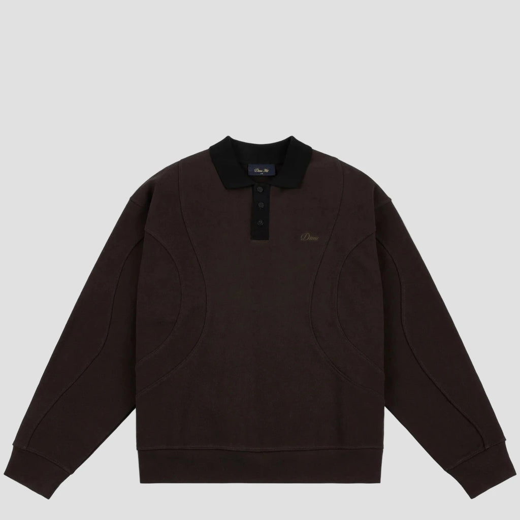 Polo French Terry Dime MTL – coton 100 %, coutures ondulées, broderie poitrine et finitions côtelées, parfait pour un look skate chic. Vue de face