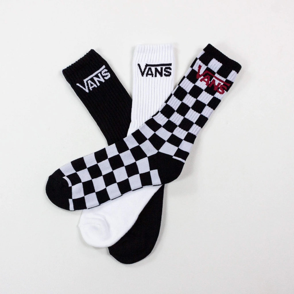 Vans Classic Crew Socks 3 Pack (Checker/Black/White)