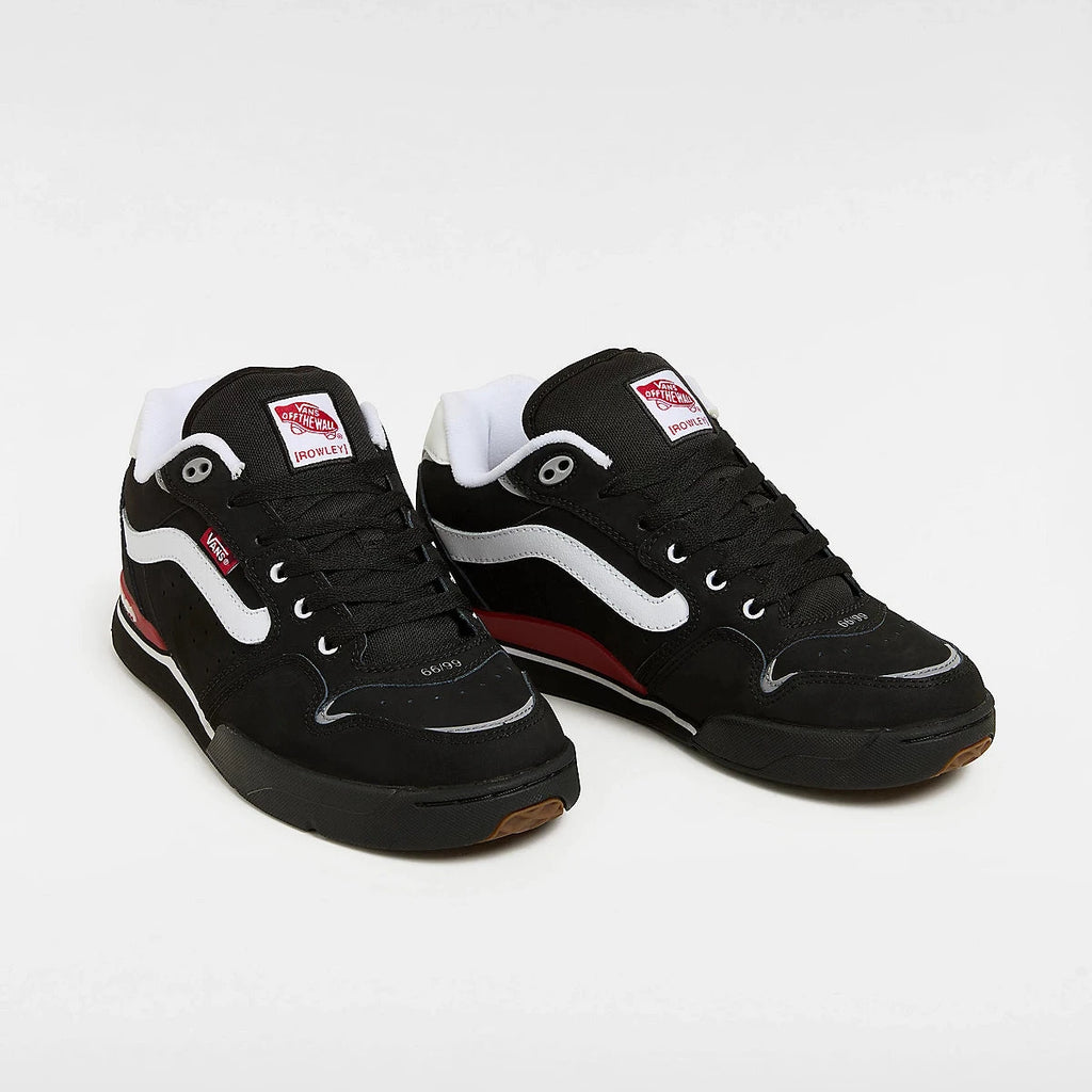 Paire de chaussures Vans Skate Rowley XLT Black White Red vue de profil extérieur