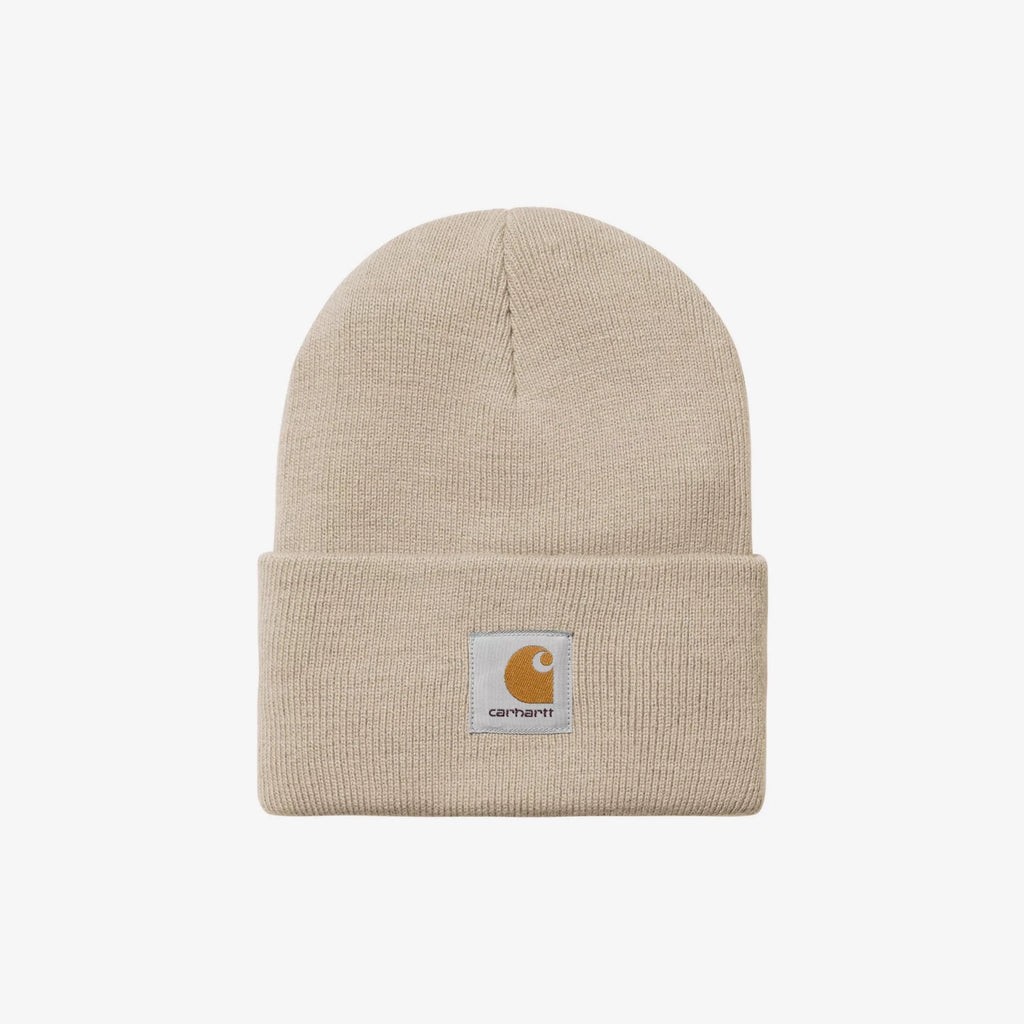 Carhartt WIP Acrylic Watch Hat Fleur de Sel bonnet côtelé unisexe en acrylique – skateshop Mons. Vu de face