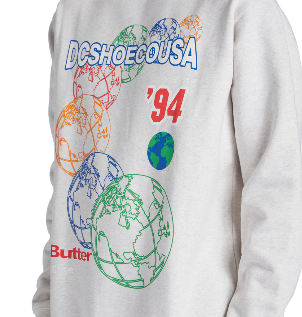 DC x Butter Goods World Crewneck Sweat (Snow Heather)