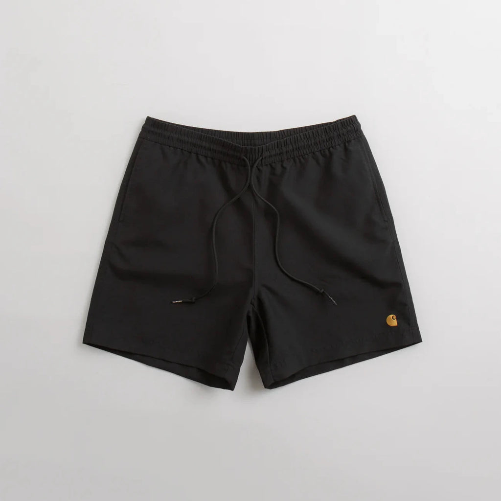 Short Carhartt WIP Chase Swim Trunks Black Gold, vue de face