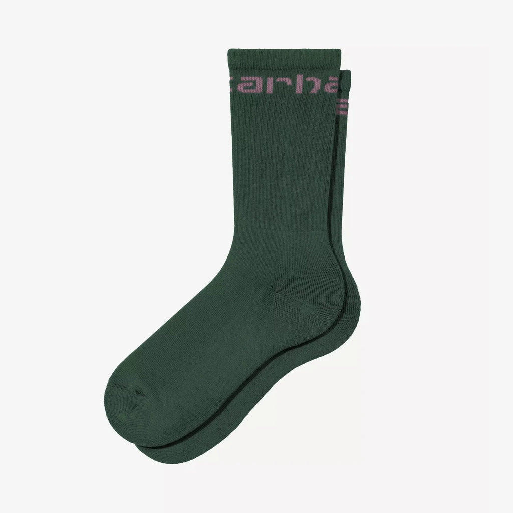Chaussettes Carhartt WIP Sycamore Tree/Phlox coton doux respirant logo tissé – skateshop Mons
