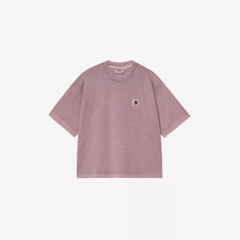 Carhartt WIP T-shirt Nelson femme Phlox coton bio coupe loose cropped Square Label – skateshop Mons. Vu de face