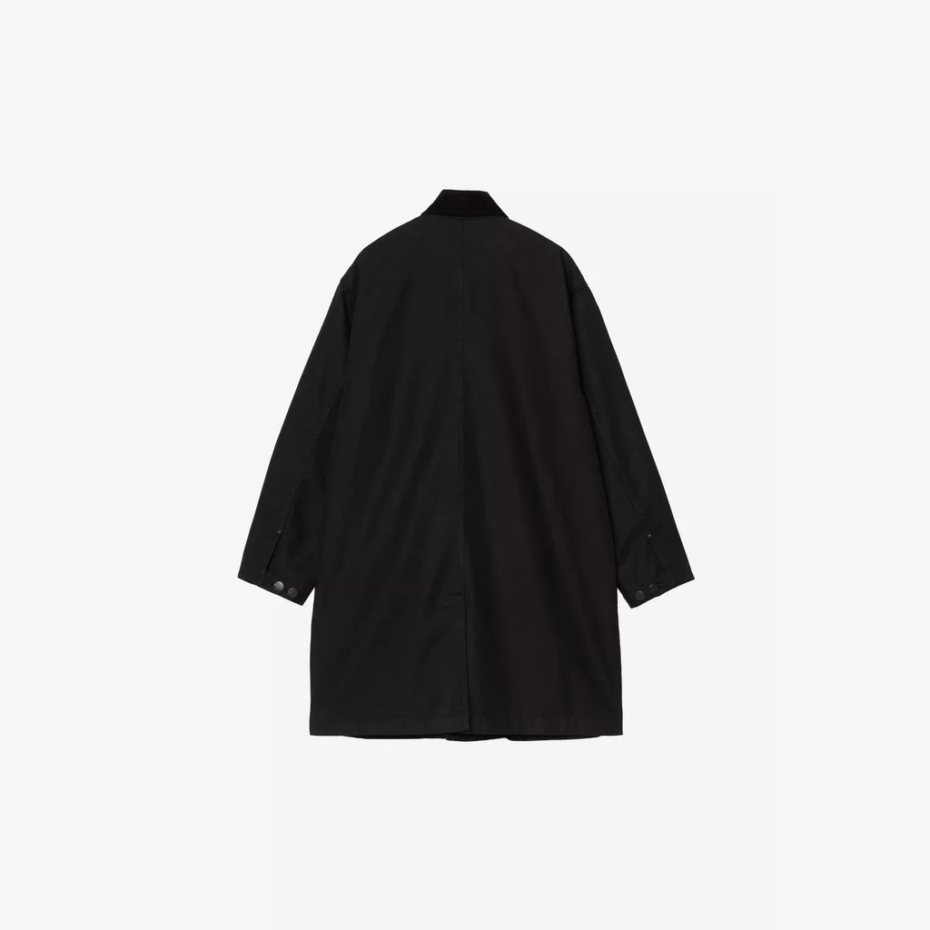 Carhartt WIP manteau Webster Black coton doublé col velours côtelé Square Label – skateshop Mons. Vu de dos