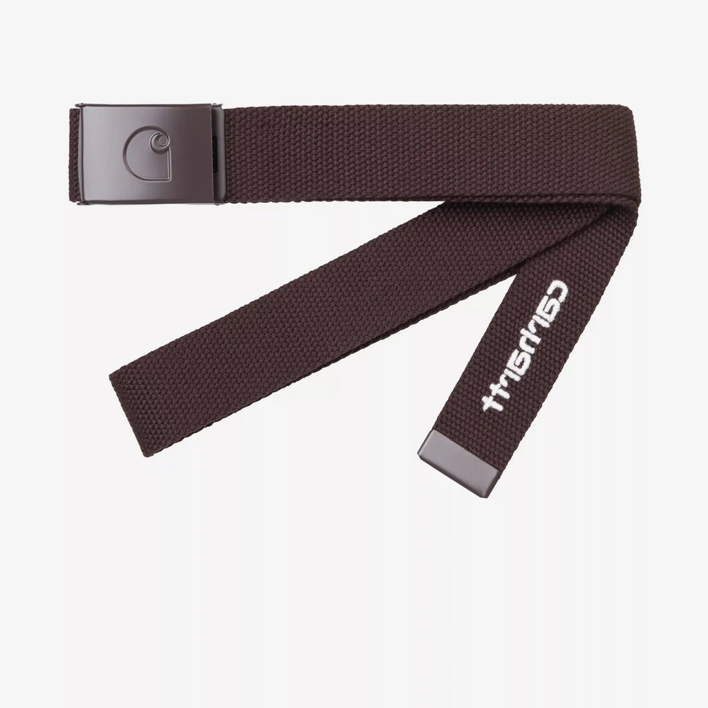 Ceinture Carhartt WIP C-Logo Tonal Palisander/White polyester avec boucle logo C en relief – skateshop Mons