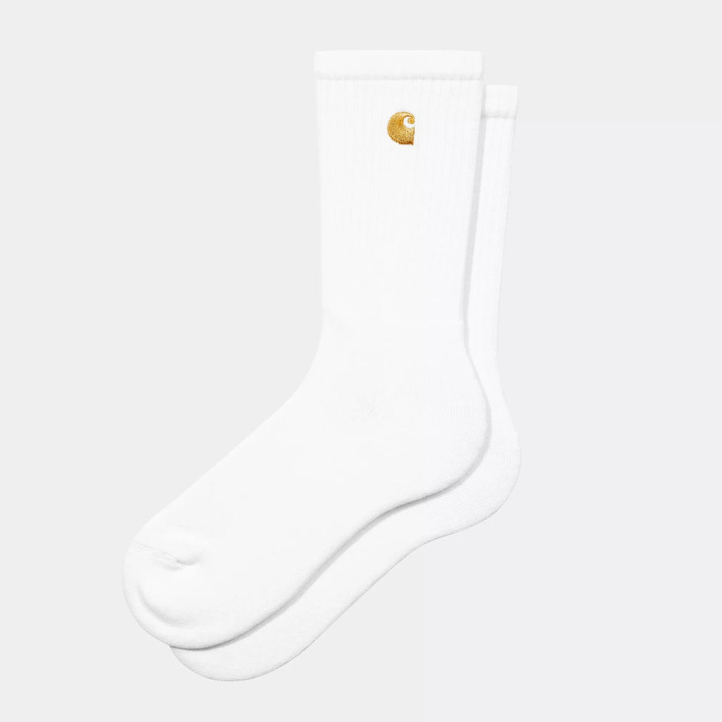Carhartt wip chase socks white gold vues de face en paire 