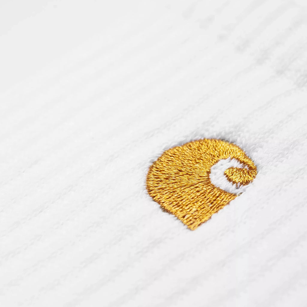 chase socks carhartt wip white gold vue sur la broderie