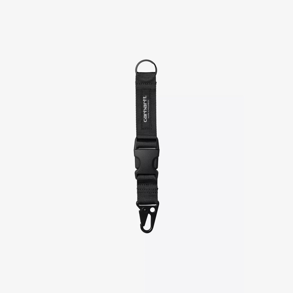 Carhartt WIP porte-clés Click Black en polyester recyclé avec crochet métallique et logo Script – skateshop Mons