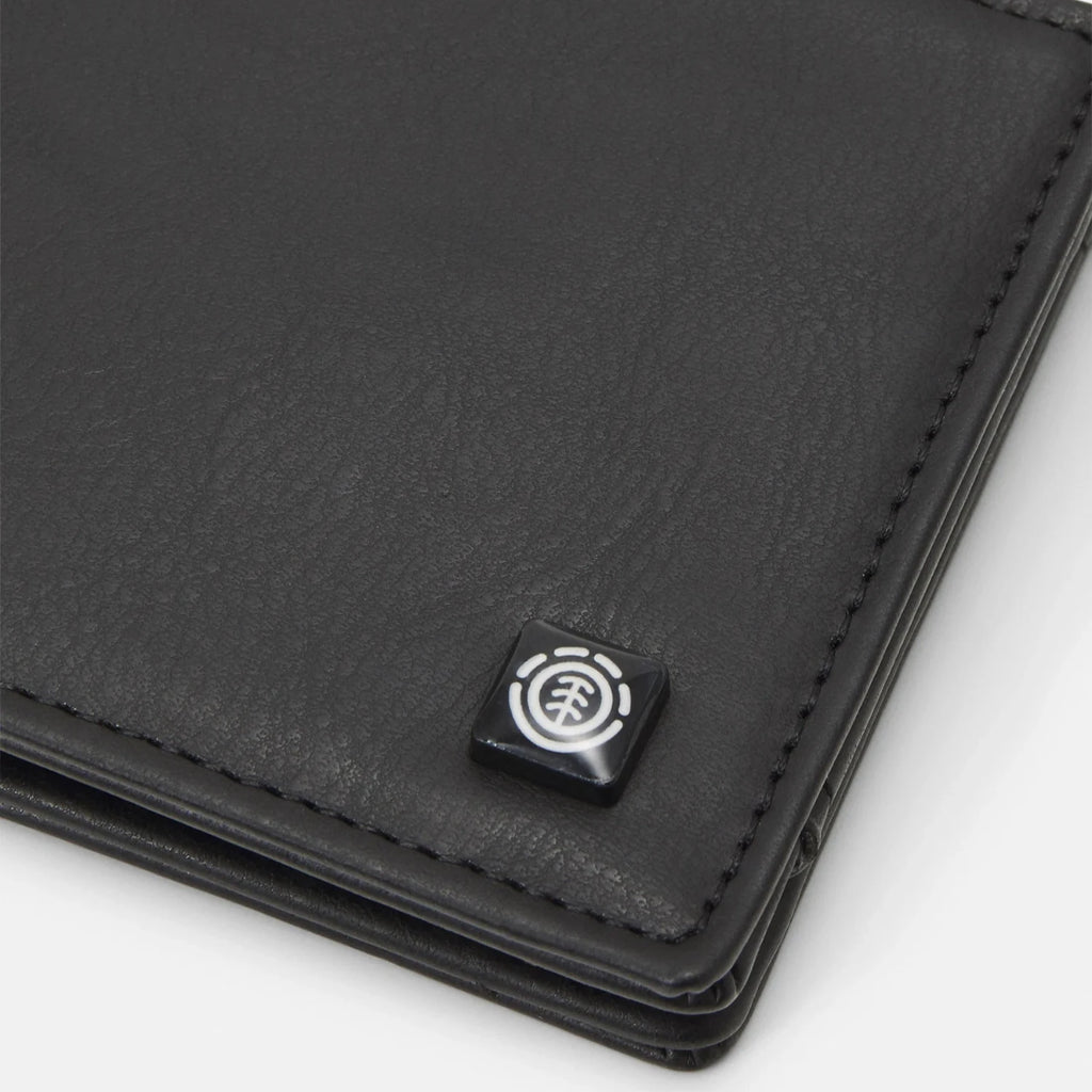 Portefeuille Element Segur Leather Wallet Black zoom sur le logo Element