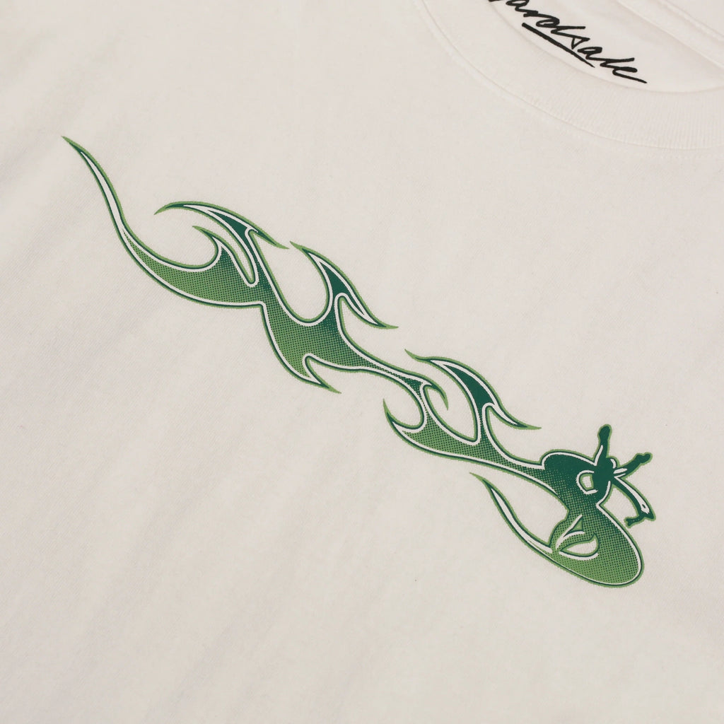 T-shirt Phantasy Flame White Yardsale – coton regular fit imprimé poitrine – skateshop Mons - Vue sur le print