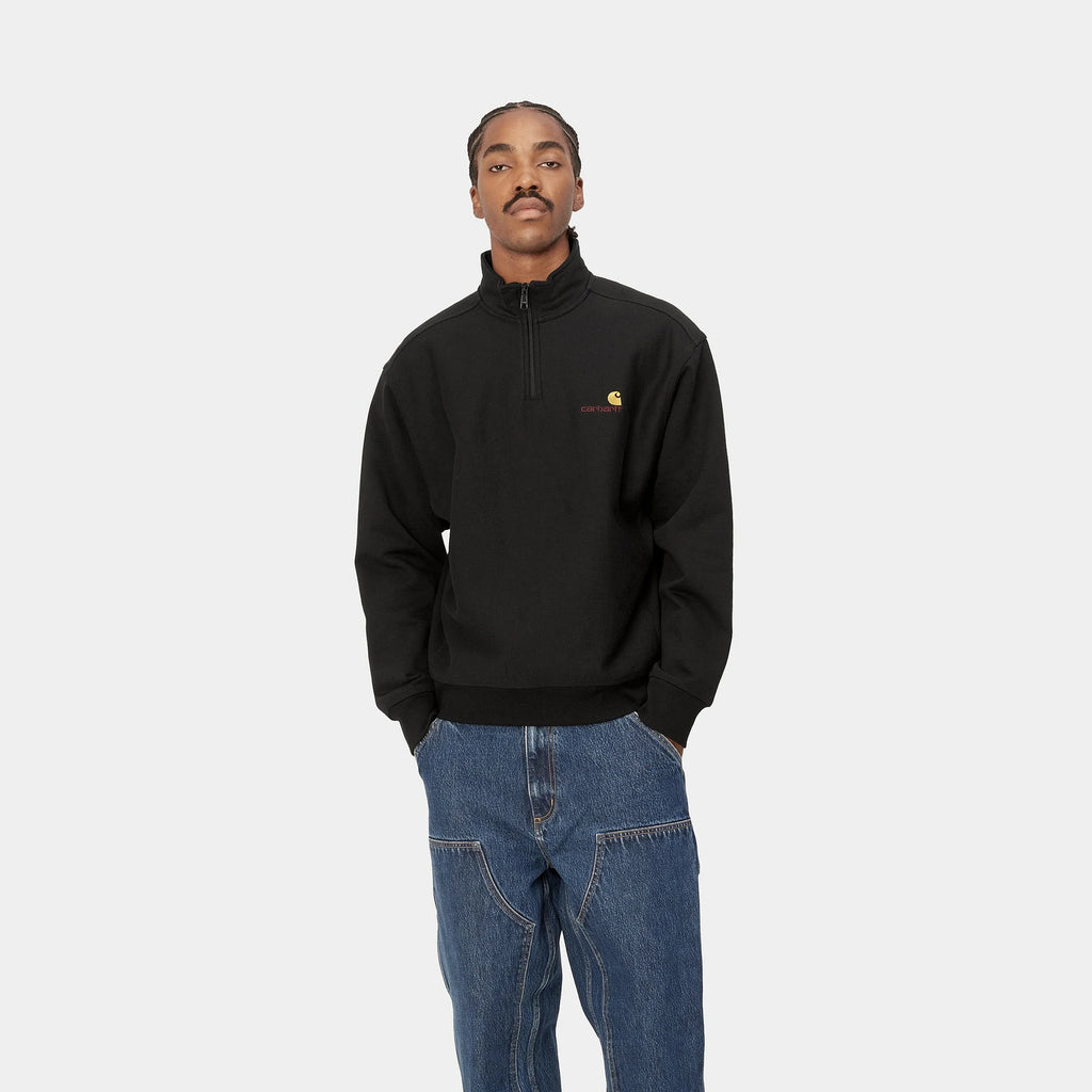 Carhartt WIP Half Zip American Script Sweatshirt (Black)
