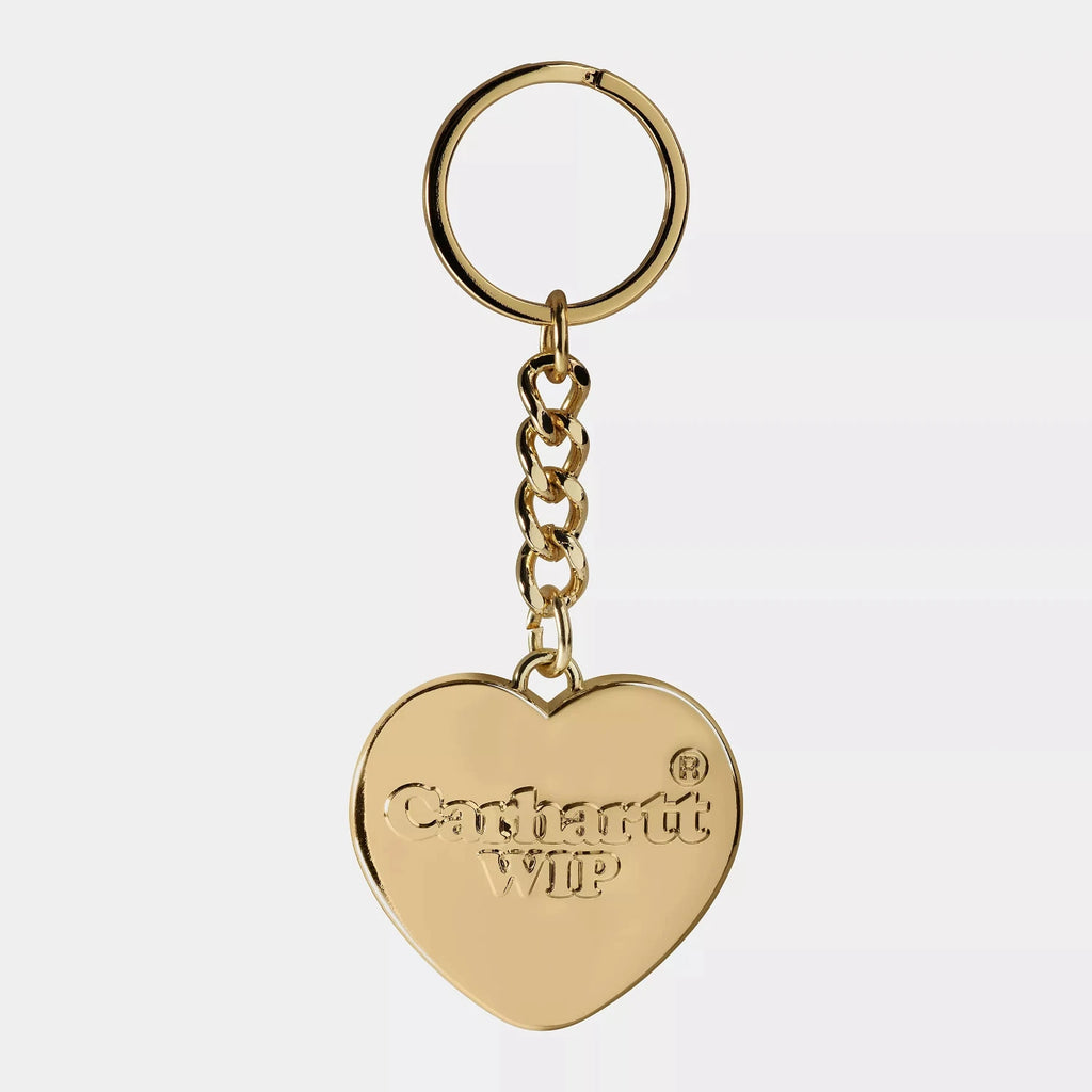 Carhartt WIP heart keychain gold vue de face à plat