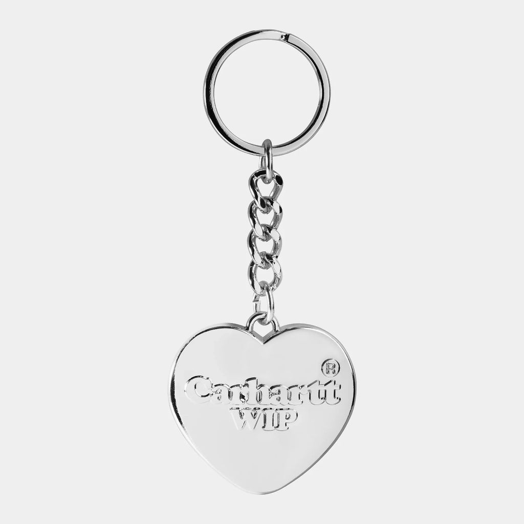 Carhartt WIP Heart keychain silver vue de face à plat 