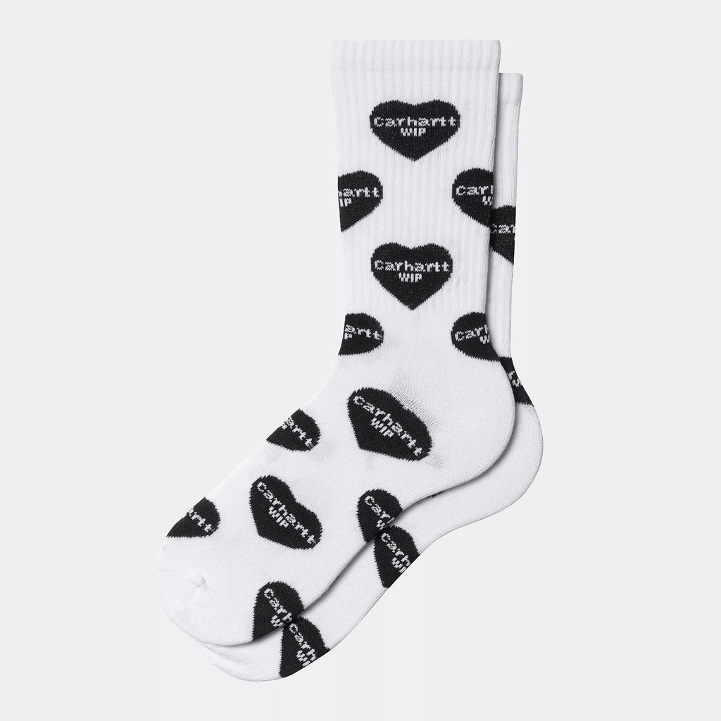 Carhartt WIP Heart logo socks jacquard white black vues à plat