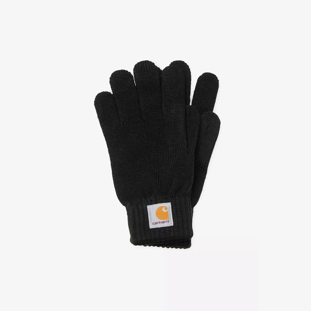 Gants Carhartt WIP Watch Black en tricot d’acrylique stretch avec Square Label – skateshop Mons