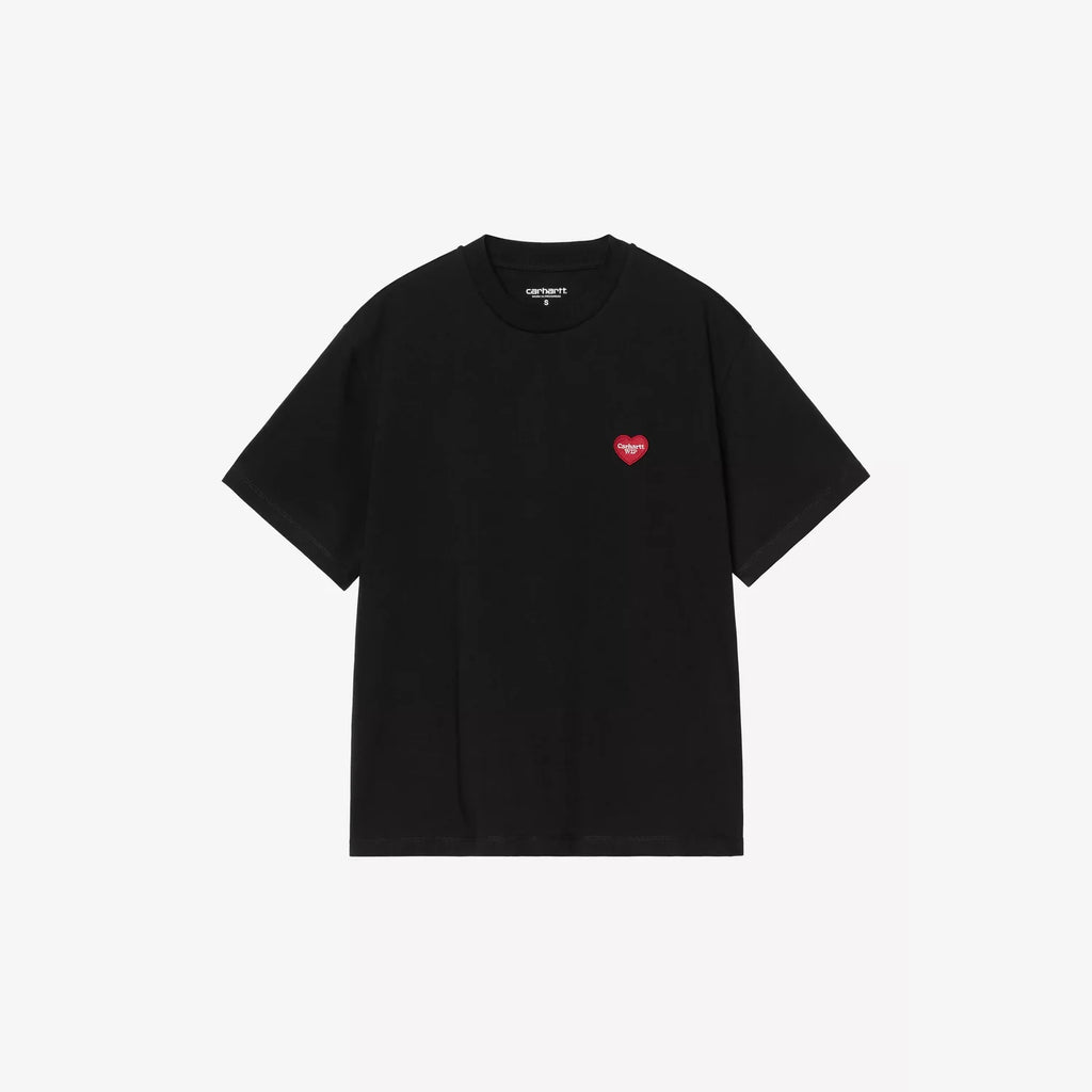 T-shirt femme Carhartt WIP Heart Patch Black coton bio coupe ample patch brodé – skateshop Mons