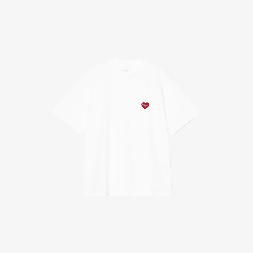 T-shirt femme Carhartt WIP Heart Patch White coton bio coupe ample patch brodé – skateshop Mons