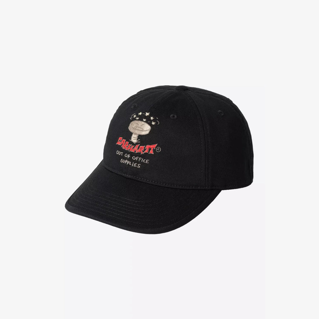Casquette Carhartt WIP Office Supplies Black visière incurvée broderie graphique – skateshop Mons