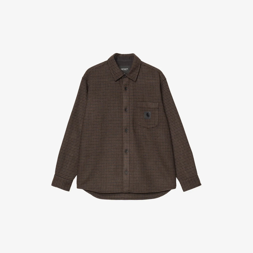 Chemise Lowis Carhartt WIP – polyester laine herringbone coupe loose Square Label – skateshop Mons - Vue de face