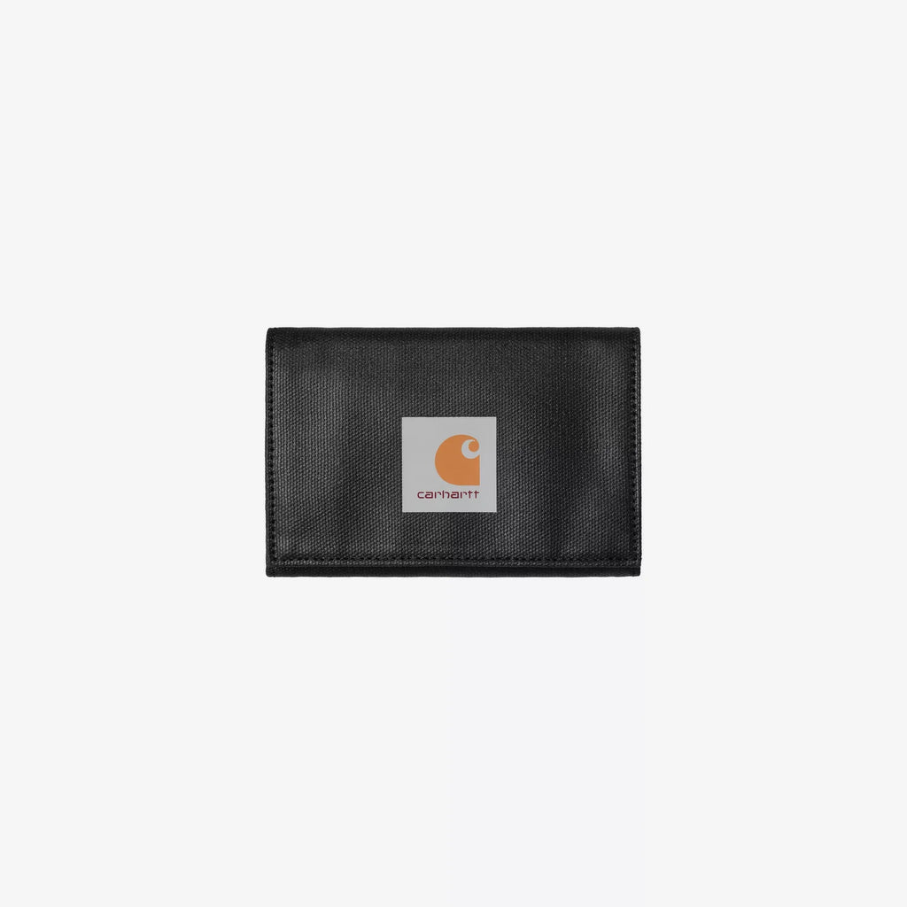 Portefeuille Carhartt WIP Dean Black toile épaisse triple volet Velcro cartes monnaie – skateshop Mons