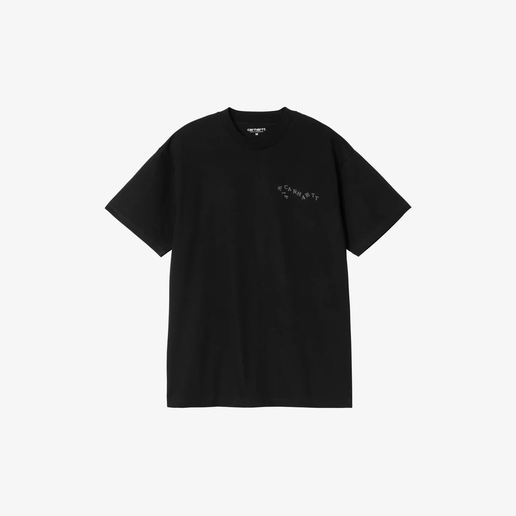 T-shirt Carhartt WIP Okniceok 01 Black coupe loose imprimés graphiques avant et dos – skateshop Mons - Vue de face