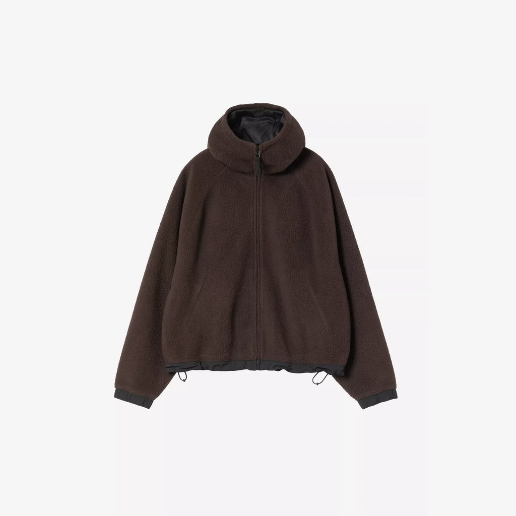 Hoodie femme Helix Fleece Carhartt WIP – molleton brossé boxy loose détails contrastés – skateshop Mons - Vue de face