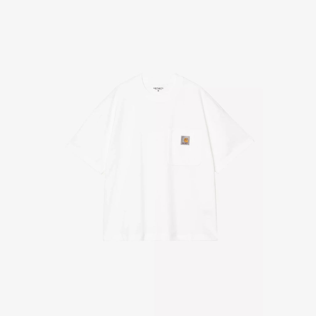 T-shirt Carhartt WIP Work Pocket White coton coupe boxy loose avec poche poitrine – skateshop Mons