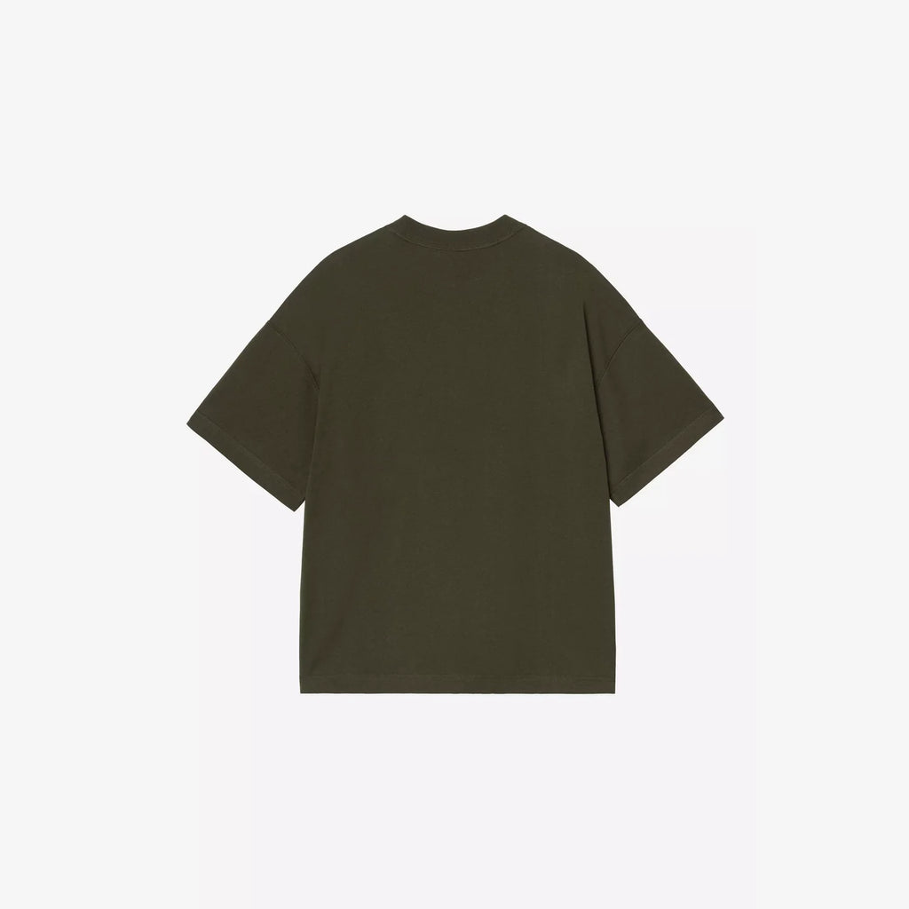 T-shirt Carhartt WIP Work Pocket Olive coton coupe boxy loose avec poche poitrine – skateshop Mons - Vue de dos