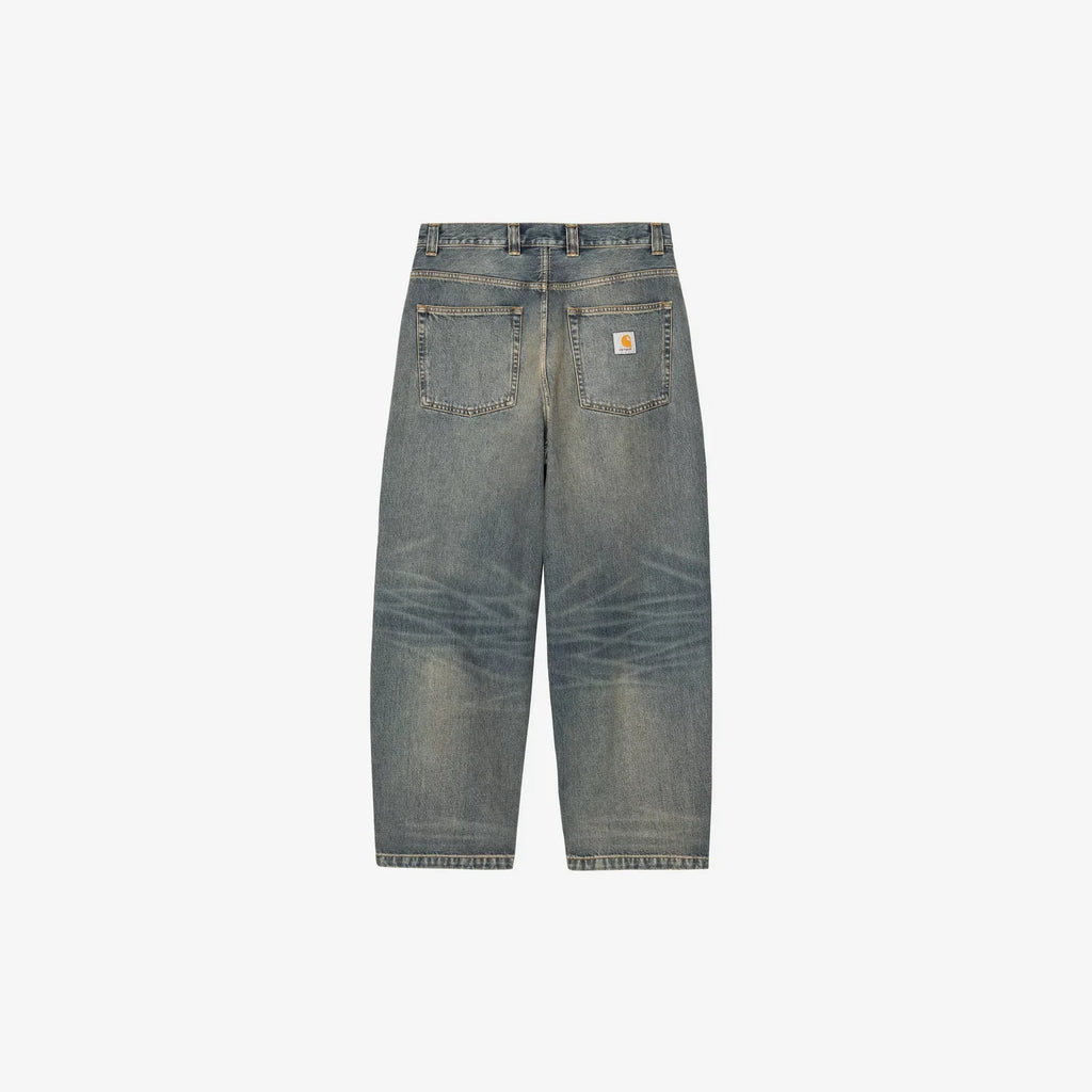 Pantalon Carhartt WIP Brandon Blue denim Smith coupe loose straight entrejambe bas – skateshop Mons - Vue de dos