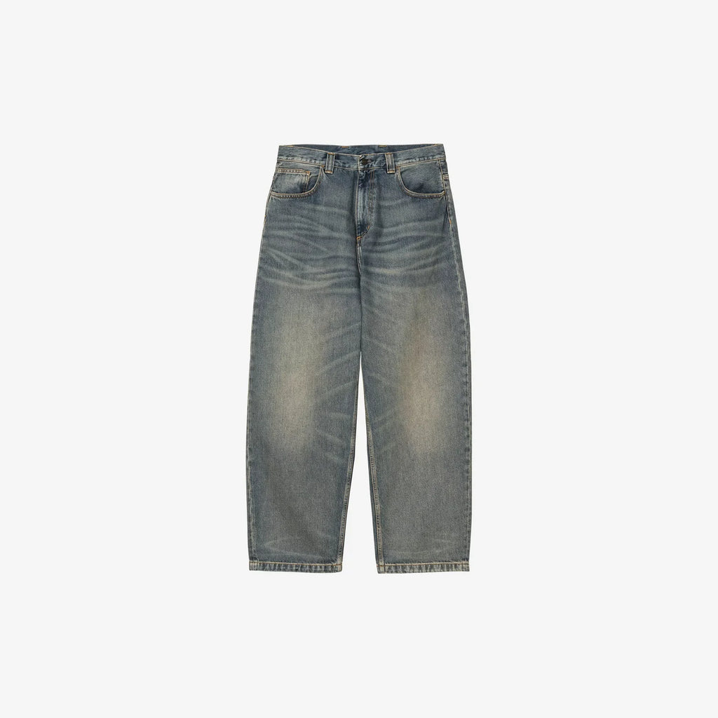 Pantalon Carhartt WIP Brandon Blue denim Smith coupe loose straight entrejambe bas – skateshop Mons