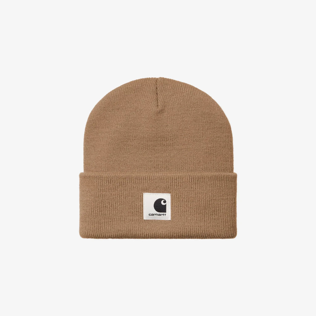 Bonnet Carhartt WIP Ashley femme Peanut maille côtelée douce Square Label – skateshop Mons