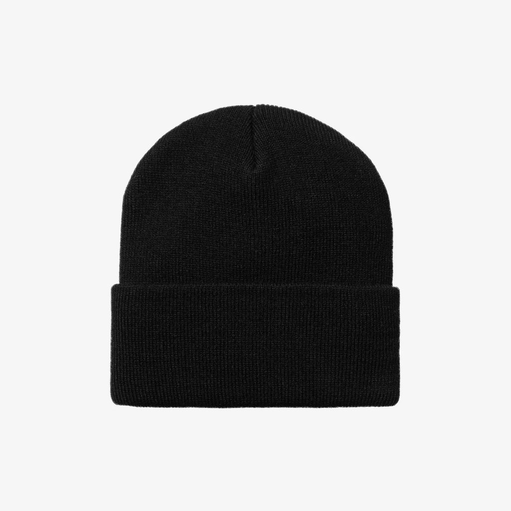 Bonnet Carhartt WIP Ashley femme Black maille côtelée acrylique avec Square Label – skateshop Mons - Vue de dos