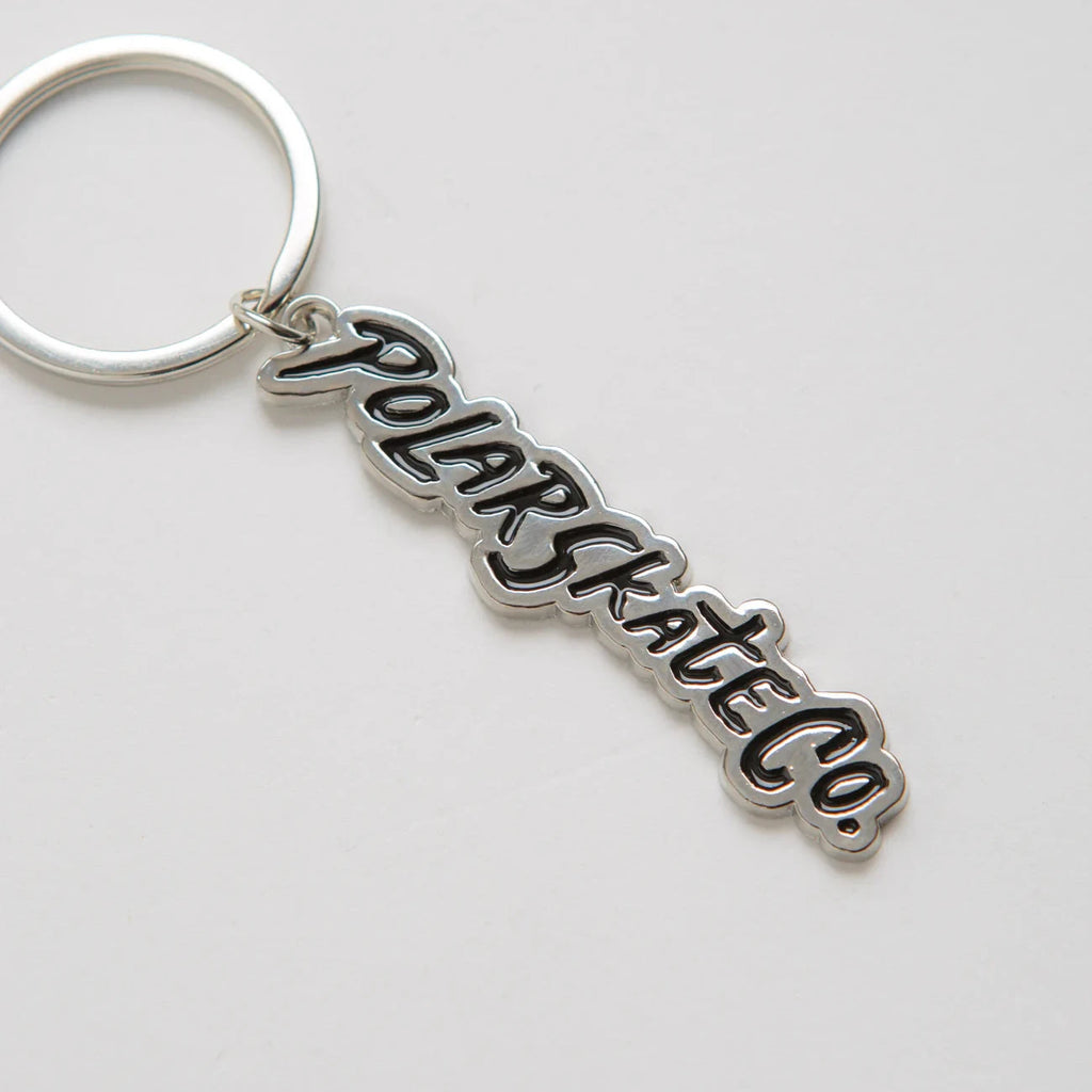 Porte Clef Polar Skate Co Surf logo Silver Black Key Chain zoomée