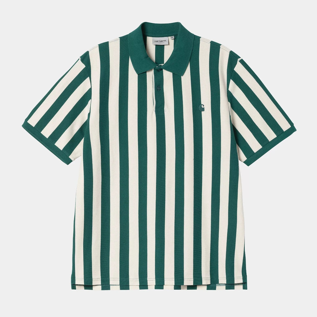 S/S Boynton Polo Stripe Jacquard Rainforest Carhartt WIP Vue de face