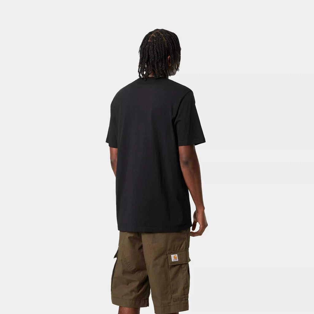 Carhartt WIP S/S Pocket T-shirt Black vu de dos porté par un mannequin