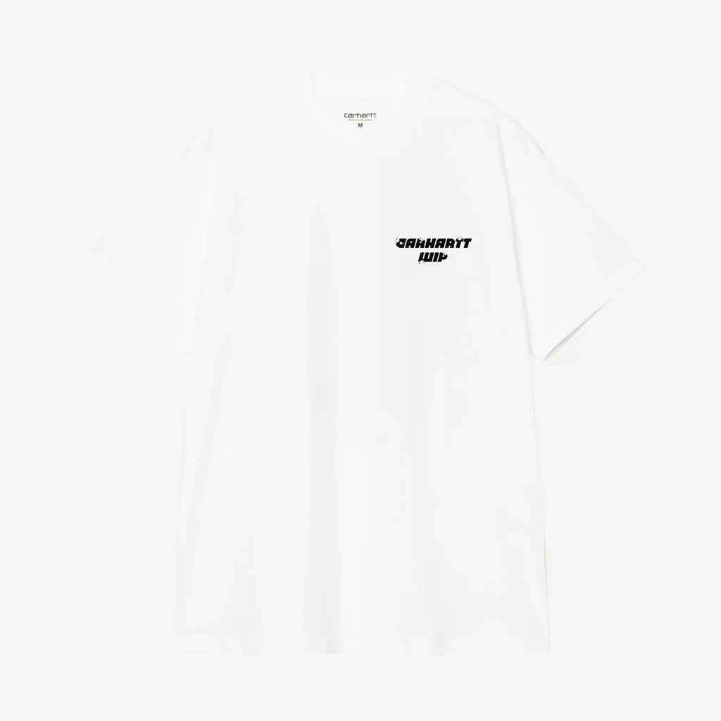 Carhartt WIP T-shirt Wiptopia White coton bio coupe loose avec imprimés graphiques – skateshop Mons. Vue de face