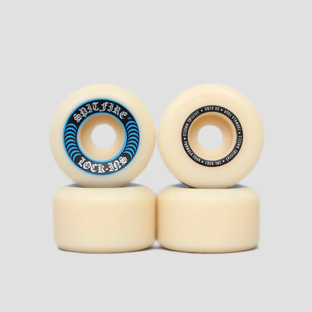 spitfire wheels skateboard 53mm 99du formula 4 lock ins vues de face, de dos et de profil par set de 4