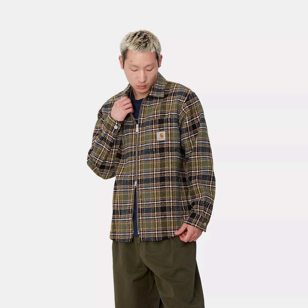 Manteau Carhartt WIP Stroy Shirt Jacket check/black vu de face tirette fermée